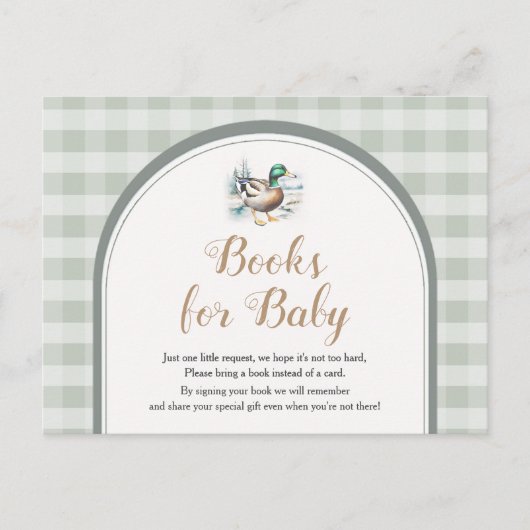 Sweet Little Duckling Mallard Gingham Baby shower Briefkaart (Voorkant)