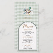 Sweet Little Duckling Mallard Gingham Baby shower Menu (Voorkant / Achterkant)