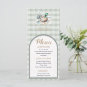 Sweet Little Duckling Mallard Gingham Baby shower Menu (Staand voorkant)
