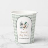 Sweet Little Duckling Mallard Gingham Baby shower Papieren Bekers (Achterkant)