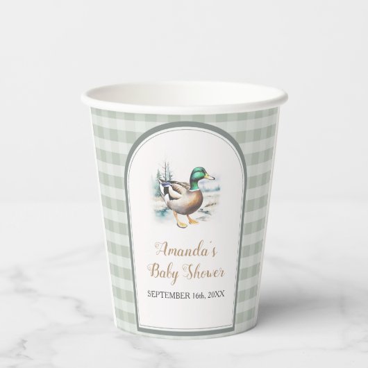 Sweet Little Duckling Mallard Gingham Baby shower Papieren Bekers (Achterkant)