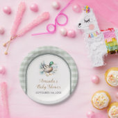 Sweet Little Duckling Mallard Gingham Baby shower Papieren Bordje (Feest)