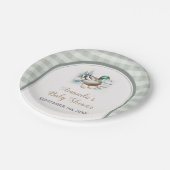 Sweet Little Duckling Mallard Gingham Baby shower Papieren Bordje (Gekanteld)