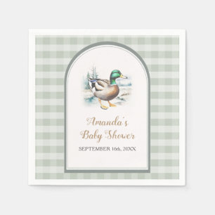 Sweet Little Duckling Mallard Gingham Baby shower Servet