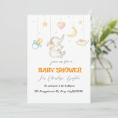 Sweet Little Elephant Baby shower Feestdagenkaart (Staand voorkant)