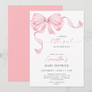 Sweet Little Girl Bow Coquette Border Baby shower Kaart