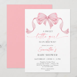 Sweet Little Girl Coquette Bow Border Baby shower Kaart