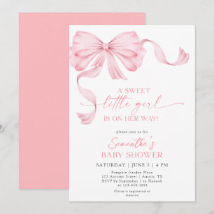 Sweet Little Girl Coquette Bow Ribbon Baby shower Kaart