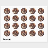 Sweet Little Girl en Kitten Kerstmis Ronde Sticker (Vel)