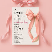 Sweet Little Girl is Almost Here Bow Baby Shower Kaart