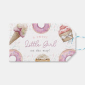 Sweet Little Girl Pink Cupcake & Donut Baby shower Cadeaulabel (Voorkant (Horizontaal))