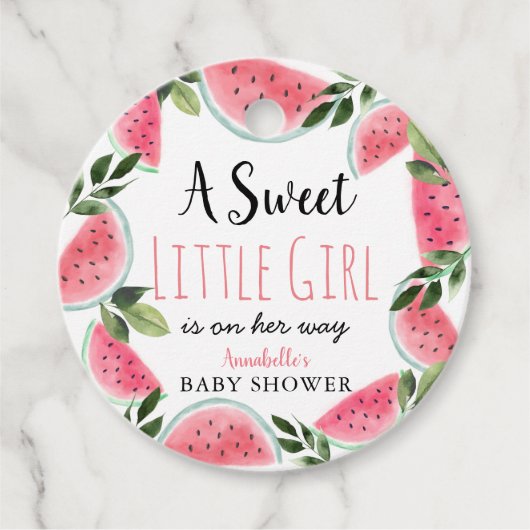 Sweet Little Girl Watermelon Baby shower Bedankjes Labels (Voorkant)