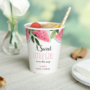Sweet Little Girl Watermelon Baby shower Papieren Bekers