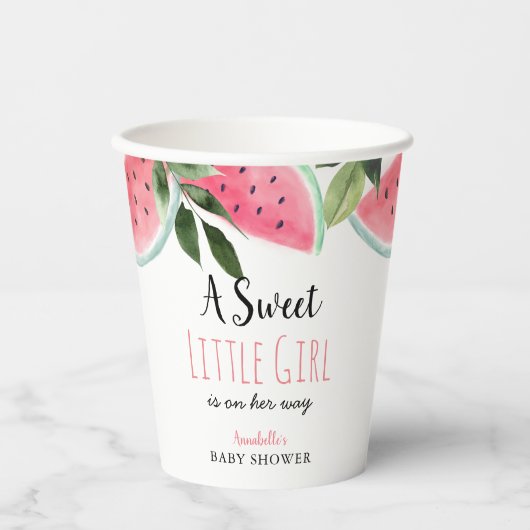 Sweet Little Girl Watermelon Baby shower Papieren Bekers (Voorkant)