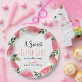 Sweet Little Girl Watermelon Baby shower Papieren Bordje (Feest)