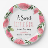 Sweet Little Girl Watermelon Baby shower Papieren Bordje (Voorkant)