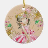 Sweet Little Gold Glitter Blush Ballerina Christma Keramisch Ornament (Voorkant)