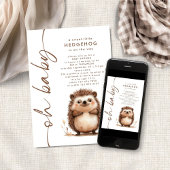 Sweet Little Hedgehog Oh Baby shower Kaart