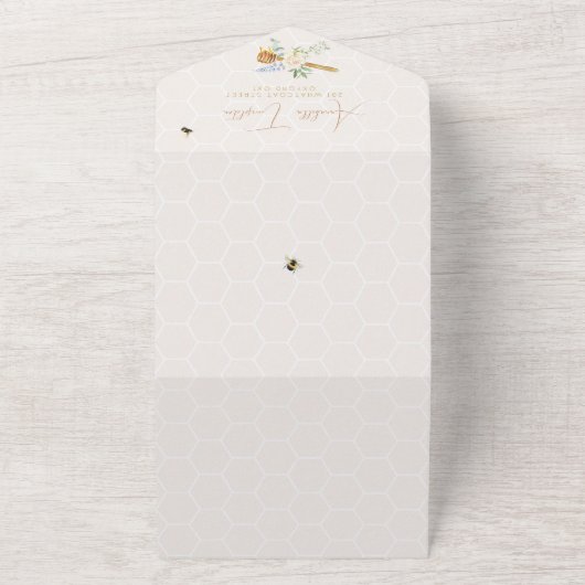 Sweet Little Honey Baby shower All In One Uitnodiging (Buitenkant)