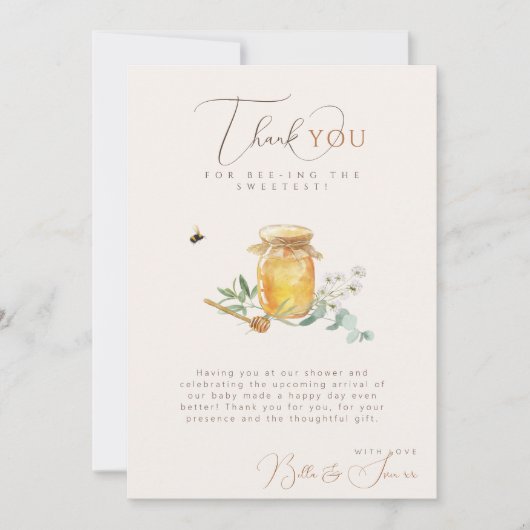 Sweet Little Honey Baby shower Bedankkaart (Voorkant)