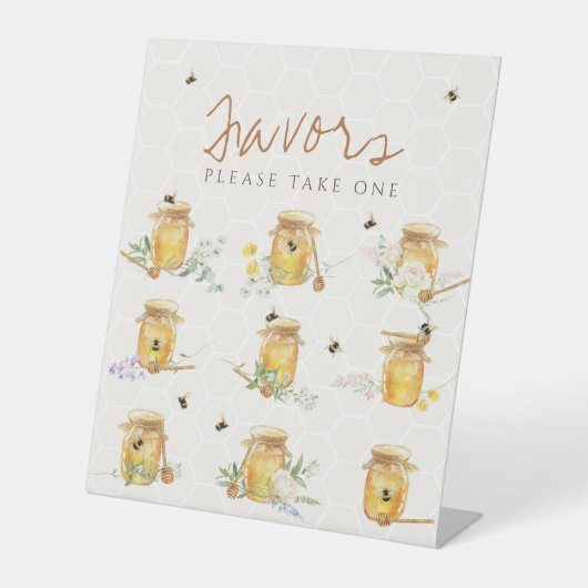 Sweet Little Honey Baby shower Favors Reclamebord Met Voetstuk (Voorkant)