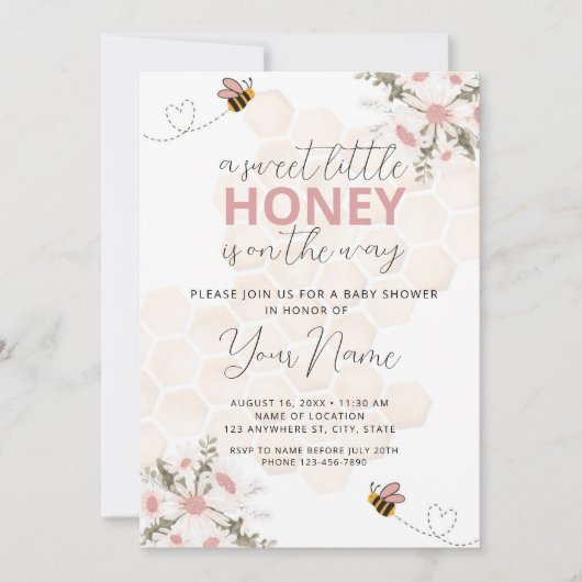 Sweet Little Honey Baby shower Invitation Kaart (Voorkant)
