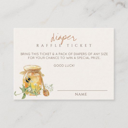Sweet Little Honey Baby shower Luier Raffle Informatiekaartje (Voorkant)