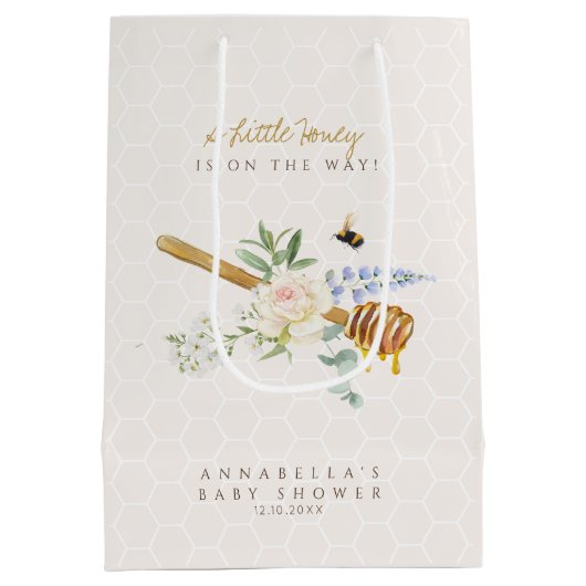 Sweet Little Honey Baby shower Medium Cadeauzakje (Achterkant)