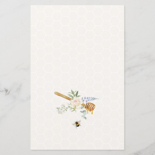 Sweet Little Honey Baby shower Menu (Achterkant)