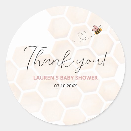 Sweet Little Honey Baby Shower Thank You Sticker (Voorkant)
