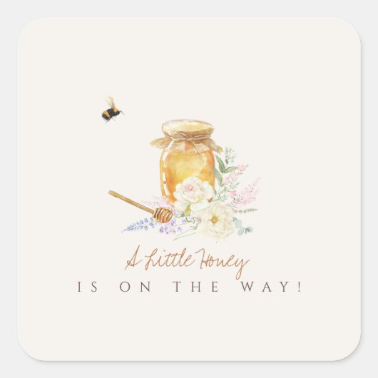 Sweet Little Honey Baby shower Vierkante Sticker (Voorkant)