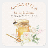 Sweet Little Honey Baby shower Vierkante Sticker (Voorkant)