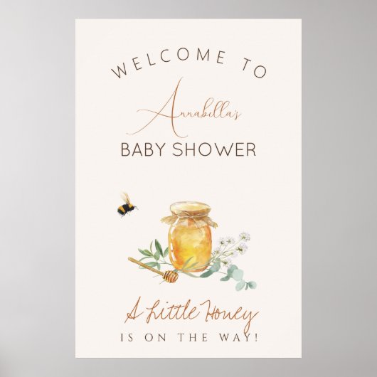 Sweet Little Honey Baby shower Welkomstbord Poster (Voorkant)
