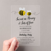 Sweet Little Honey Bee 1e verjaardag Acryl Uitnodigingen (Insitu (Draagbaar))