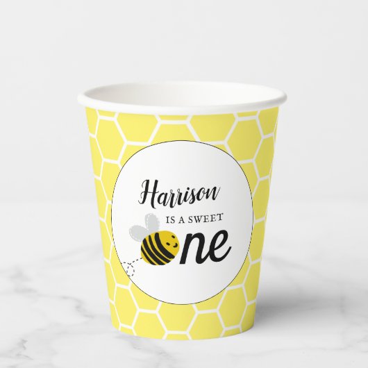 Sweet Little Honey Bee 1e verjaardag Papieren Bekers (Voorkant)
