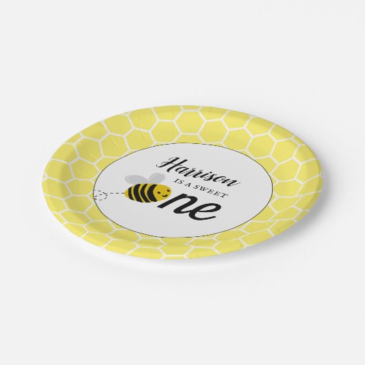 Sweet Little Honey Bee 1e verjaardag Papieren Bordje (Gekanteld)