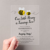 Sweet Little Honey Bee 2de verjaardag Acryl Uitnodigingen (Insitu (Draagbaar))