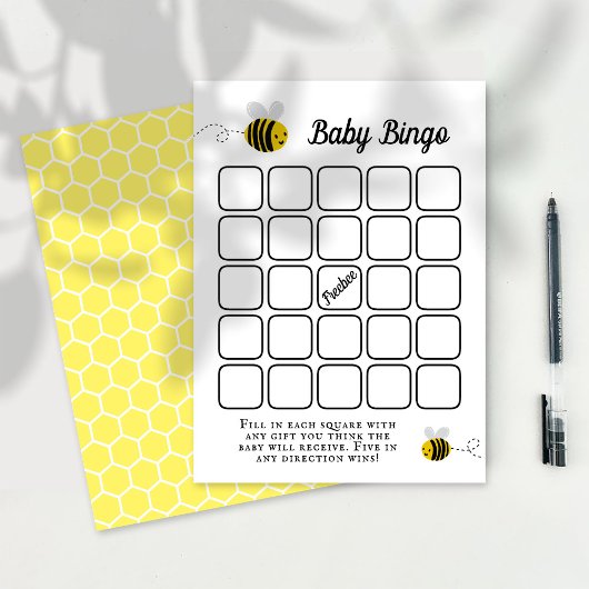 Sweet Little Honey Bee Baby shower Bingo spel Informatiekaartje