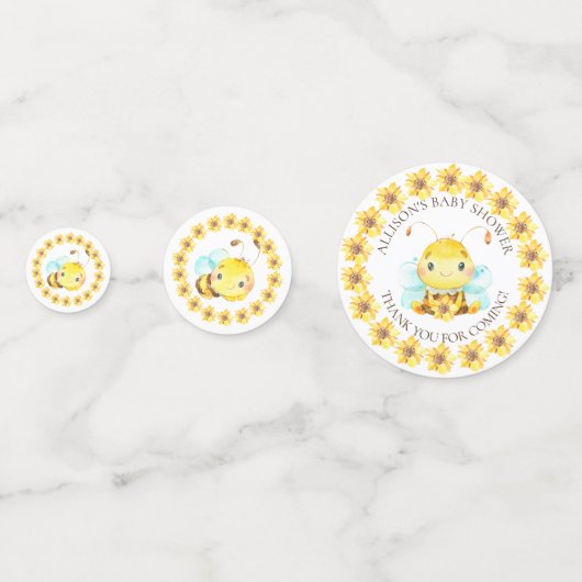Sweet Little Honey Bee Baby shower Dank u Confetti (Achterkanten)