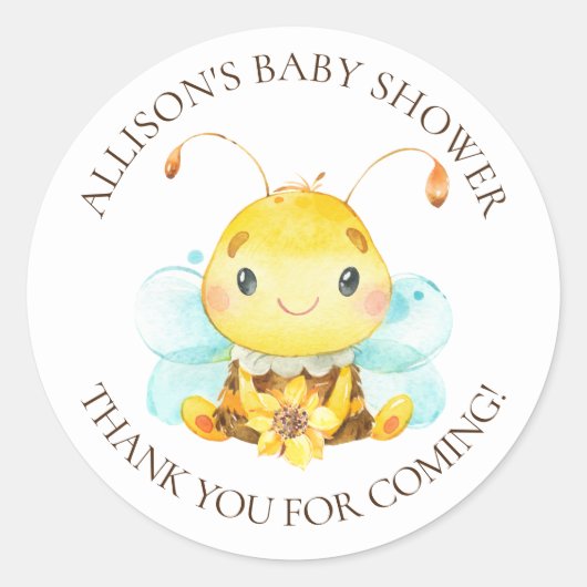 Sweet Little Honey Bee Baby shower Dank u Ronde Sticker (Voorkant)