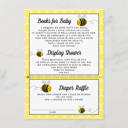Sweet Little Honey Bee Baby shower Detail Informatiekaartje (Voorkant)