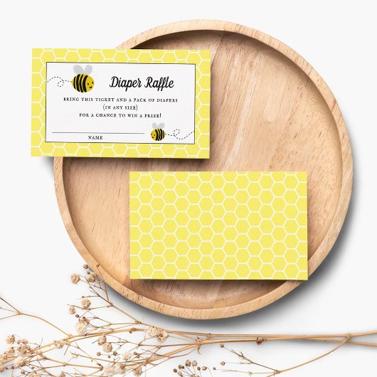 Sweet Little Honey Bee Baby shower Diaper Raffle Informatiekaartje