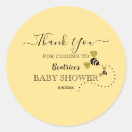 Sweet Little Honey Bee Baby shower Favor Dank je Ronde Sticker