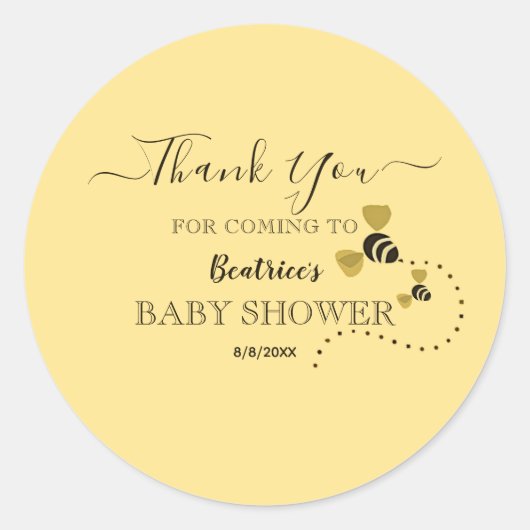 Sweet Little Honey Bee Baby shower Favor Dank je Ronde Sticker (Voorkant)