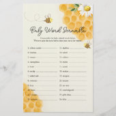 Sweet Little Honey Bee Baby shower Word Scramble (Voorkant)