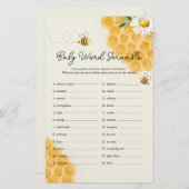 Sweet Little Honey Bee Baby shower Word Scramble (Voorkant / Achterkant)