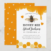 Sweet Little Honey Bee Birthday Party Kaart (Voorkant / Achterkant)