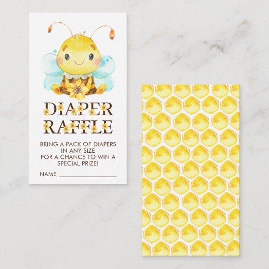 Sweet Little Honey Bee Diaper Raffle Ticket Informatiekaartje (Voorkant / Achterkant)