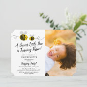 Sweet Little Honey Bee Foto 3rd Birthday Party Kaart (Staand voorkant)