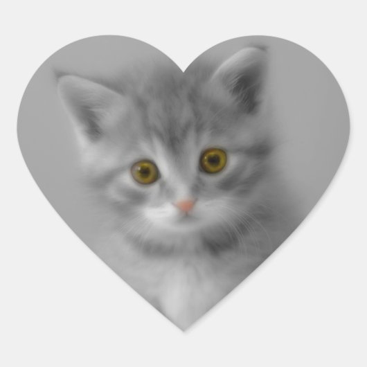 Sweet Little Kitten Hart Sticker (Voorkant)